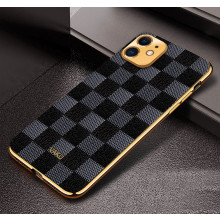 Vaku ® Apple iPhone 12 Cheron Leather Electroplated Soft TPU Back Cover