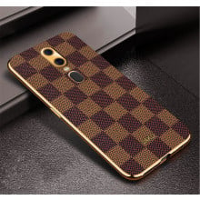 Vaku ® Oppo F11 Cheron Series Leather Stitched Gold Electroplated Soft TPU Back Cover