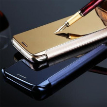 Vaku ® Apple iPhone 5 / 5S / SE Mate Smart Awakening Mirror Folio Metal Electroplated PC Flip Cover