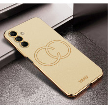 Vaku ® Samsung Galaxy A34 Skylar Leather Pattern Gold Electroplated Soft TPU Back Cover