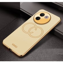 Vaku ® Vivo V30e 5G Skylar Leather Pattern Gold Electroplated Soft TPU Back Cover