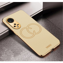 Vaku ® Oppo Reno8T 5G Skylar Leather Pattern Gold Electroplated Soft TPU Back Cover