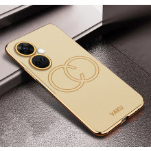 Vaku ® OnePlus Nord CE 3 5G Skylar Leather Pattern Gold Electroplated Soft TPU Back Cover