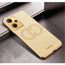 Vaku ® Xiaomi Redmi Note 12 Pro Skylar Leather Pattern Gold Electroplated Soft TPU Back Cover