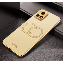 Vaku ® Vivo Y72 5G Skylar Leather Pattern Gold Electroplated Soft TPU Back Cover