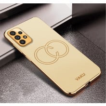 Vaku ® Samsung Galaxy A32 4G Skylar Leather Pattern Gold Electroplated Soft TPU Back Cover