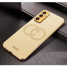 Vaku ® Samsung Galaxy M52 5G Skylar Leather Pattern Gold Electroplated Soft TPU Back Cover