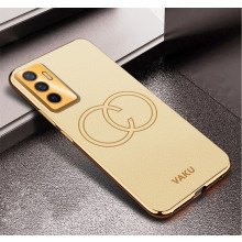 Vaku ® Vivo Y75 4G Skylar Leather Pattern Gold Electroplated Soft TPU Back Cover