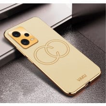 Vaku ® Xiaomi Redmi Note 12 5G Skylar Leather Pattern Gold Electroplated Soft TPU Back Cover