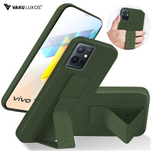 Vaku ® Vivo T1 5G Harbor Grip Multi-Functional Magnetic Vertical & Horizontal Stand Case TPU Back Cover