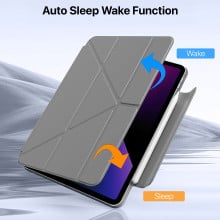 Vaku Luxos ® MAGVERSA Y-FOLD iPad (A16) 11th/10th Gen (2025/2022) 11/10.9-inch 360° Rotating Stand Transparent Back With Pencil Holder Cover Case