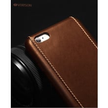 Vorson ® For Apple iPhone 8 Trak Series Sport Textured Leather Dual-Stitching Metallic Electroplated Finish Back Cover