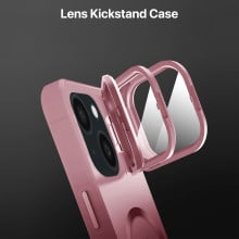 Vaku ® Apple iPhone 15 Rime Frosted Magnetic Magpro Translucent Camera Protector Case with Built-in Stash Stand Back Cover