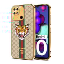 Vaku ® Xiaomi Redmi 10 4G Lynx Leather Stitched Gold Electroplated Soft TPU Back Cover Case