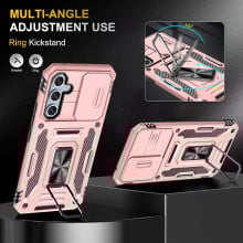Vaku ® Samsung Galaxy S23 FE Aegis Armor Slide Camera Protection Magnetic Ring Holder Kickstand Back Cover