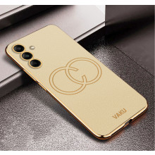 Vaku ® Samsung Galaxy S24 Skylar Leather Pattern Gold Electroplated Soft TPU Back Cover