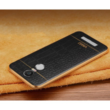 VAKU ® XIAOMI Redmi Note 3 European Leather Stitched Gold Electroplated Soft TPU Back Cover