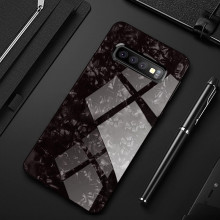 VAKU ® Samsung Galaxy S10 Glossy Marble with 9H hardness tempered glass overlay Back Cover
