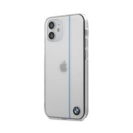 BMW ® For iPhone 12 MINI (5.4)  Shiny Hard Case Blue Vertical Line - Clear
