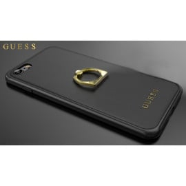 GUESS ® Apple iPhone 7 Plus Prama Paris Series Pure Leather 2K Gold Electroplated + inbuilt ring stand Back Case