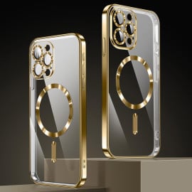 Vaku ® Apple iPhone 15 Pro Max Luxury Electroplated Magnetic Magsafe Camera Protection TPU Back Cover Case