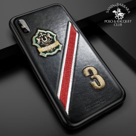 Santa Barbara Polo Club ® Apple iPhone XS Max Third Series 3D Embroidered Design Faux Leather Back Cover