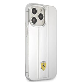 Ferrari ® On Track 3D Stripes Transparent PC/TPU Hard Case for Apple iPhone 13 Pro Max (6.7") - Transparent