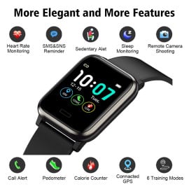 VAKU ® B1 Life Smart Watch with Sleep Monitor + Step Counter Calorie Counter and Fitness Tracker + Heart Rate Monitor