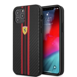 Ferrari ® Apple iPhone 12 Pro Max Portofino Carbon Vertical Stripe Case Backcover