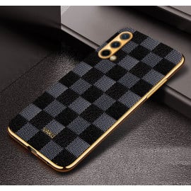 Vaku ® OnePlus Nord CE Cheron Series Leather Stitched Gold Electroplated Soft TPU Back Cover