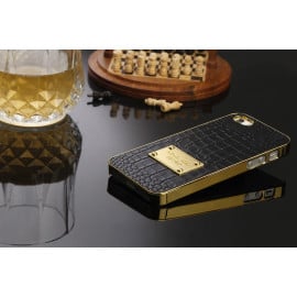 MK ® Apple iPhone 5 / 5S / SE Premium Crocodile Leather Gold Electroplated Back Cover