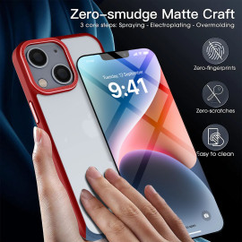 Vaku Luxos ® 2In1 Combo Apple iPhone 14 Plus Translucent Armor Slim Protective Metal Camera Back Cover with 3D Tempered Glass