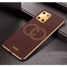 Vaku ® Samsung Galaxy Note 10 Lite Skylar Leather Pattern Gold Electroplated Soft TPU Back Cover