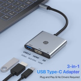 eller santé ® OMNITRIX 3-IN-1 USB HUB Multiport Adapter 4K HDMI USB 3.0/2.0 Ports Type C 100W PD Charging Data Transfer Speed Upto 5GBPS