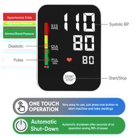 DR VAKU ® Electronic Rechargeable BP Machine Monitor Digital Fully Automatic Upper Arm Blood Pressure Checking Machine with Voice Function Heart Rate Monitoring Advanced Chip One-Touch Operation Cuff Kit