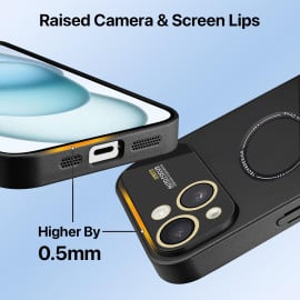Vaku ® Apple iPhone 15 / 15 Plus Premium Silicon Polarized Texture Full Lens Protection Lens Protection Back Cover Case