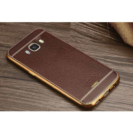 VAKU ® Samsung Galaxy J5 (2016) Leather Stitched Gold Electroplated Soft TPU Back Cover