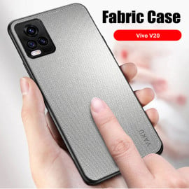 Vaku ® Vivo V20 Luxico Series Hand-Stitched Cotton Textile Ultra Soft-Feel Shock-proof Water-proof Back Cover