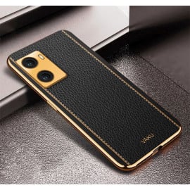 Vaku ® Oppo A77 4G Luxemberg Leather Pattern Gold Electroplated Soft TPU Back Cover