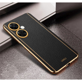 Vaku ® OnePlus Nord CE 3 Lite 5G Luxemberg Series Leather Stitched Gold Electroplated Soft TPU Back Cover