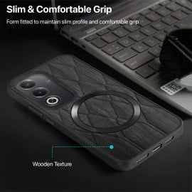 Vaku ® Oppo A3 Pro 5G Diamond Plume Pattern Magnetic Magsafe Matte Soft-Touch Texture Back Cover