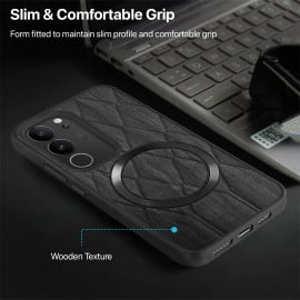 Vaku ® Vivo V29 5G Diamond Plume Pattern Magnetic Magsafe Matte Soft-Touch Texture Back Cover