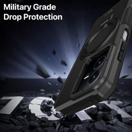 Vaku ® Vivo Y22 Astor Military Grade Armor Protective Case with Ring Bracket Kickstand Back cover