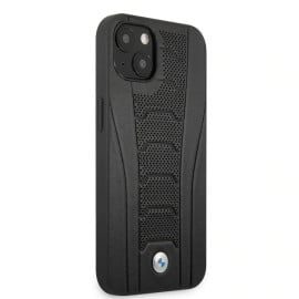 BMW ® For iPhone 13 Real Leather Seat Pattern Tone to Tone Perforations Debossed Line Signature Collection hard Case