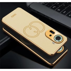 Vaku ® Oppo Reno11 5G Skylar Leather Pattern Gold Electroplated Soft TPU Back Cover