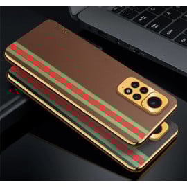 Vaku ® Xiaomi Redmi Note 11 Felix Line Leather Stitched Gold Electroplated Soft TPU Back Cover Case