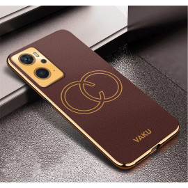 Vaku ® Oppo K10 4G Skylar Leather Pattern Gold Electroplated Soft TPU Back Cover