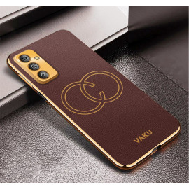 Vaku ® Samsung Galaxy M13 Skylar Leather Pattern Gold Electroplated Soft TPU Back Cover