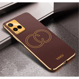 Vaku ® Vivo Y21 Skylar Leather Pattern Gold Electroplated Soft TPU Back Cover