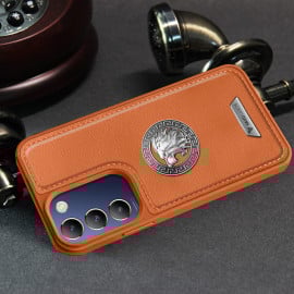 Vaku ® Vivo T3 5G Regal Shield Metal Lion Engraved Leather Protective Back Cover